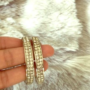 🔴Costume Faux Bling Crystal Diamond Hoop Earrings